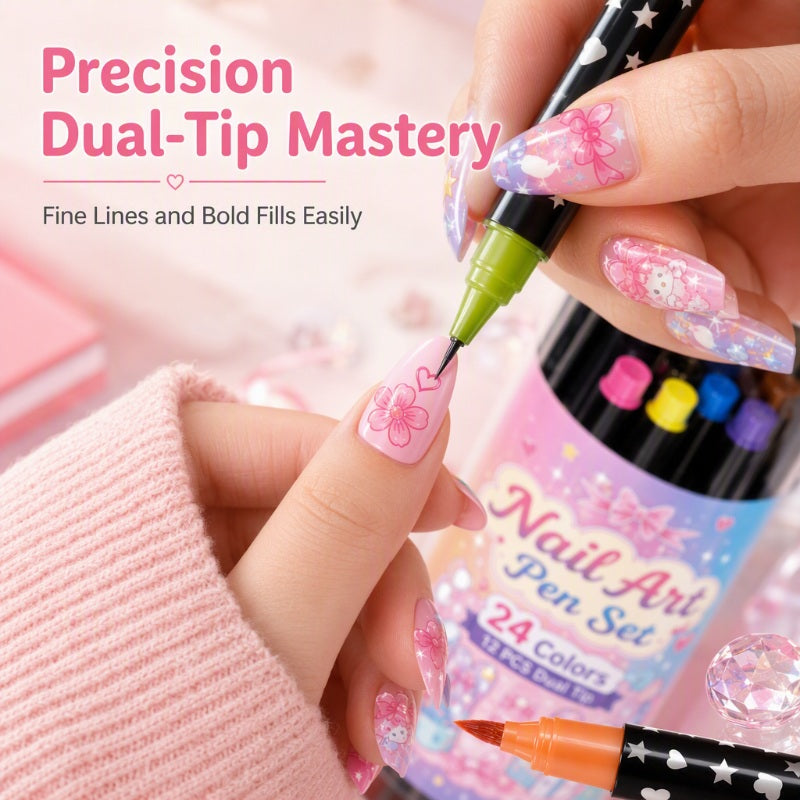 🎉Halloween Sale Over 35k+ Sold!💅🎨24‑Colors Dual‑Ended Nail Art Pens‑DIY Manicure Drawing Set🎁