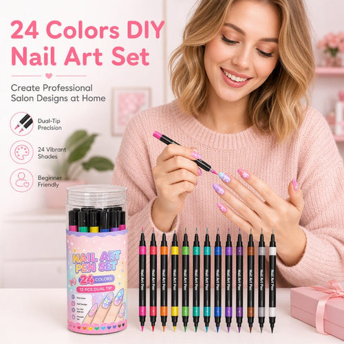 🎉Halloween Sale Over 35k+ Sold!💅🎨24‑Colors Dual‑Ended Nail Art Pens‑DIY Manicure Drawing Set🎁