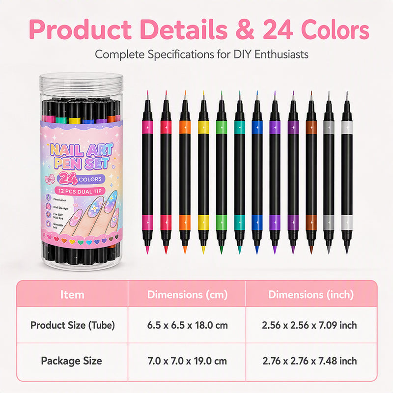🎉Halloween Sale Over 35k+ Sold!💅🎨24‑Colors Dual‑Ended Nail Art Pens‑DIY Manicure Drawing Set🎁