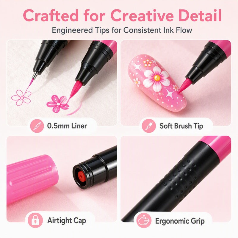 🎉Halloween Sale Over 35k+ Sold!💅🎨24‑Colors Dual‑Ended Nail Art Pens‑DIY Manicure Drawing Set🎁