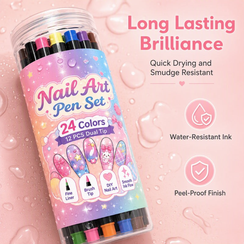 🎉Halloween Sale Over 35k+ Sold!💅🎨24‑Colors Dual‑Ended Nail Art Pens‑DIY Manicure Drawing Set🎁