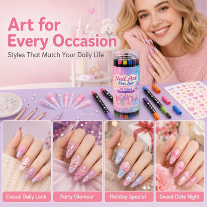 🎉Halloween Sale Over 35k+ Sold!💅🎨24‑Colors Dual‑Ended Nail Art Pens‑DIY Manicure Drawing Set🎁