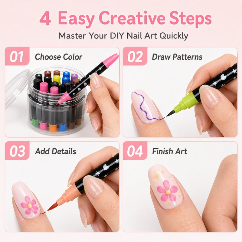 🎉Halloween Sale Over 35k+ Sold!💅🎨24‑Colors Dual‑Ended Nail Art Pens‑DIY Manicure Drawing Set🎁